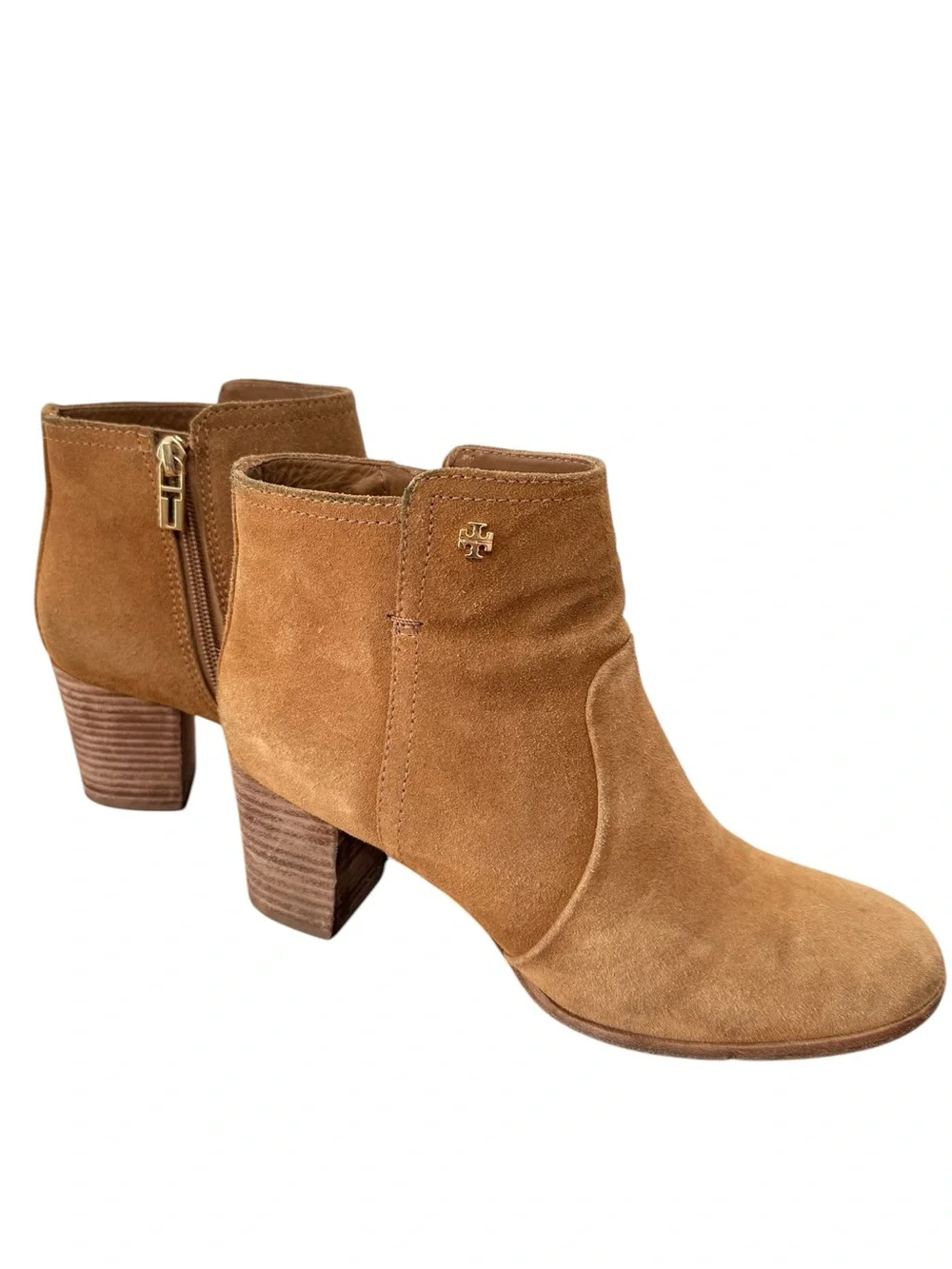 All Leather Tory Burch Tan Suede Ankle Boots Size 9.5